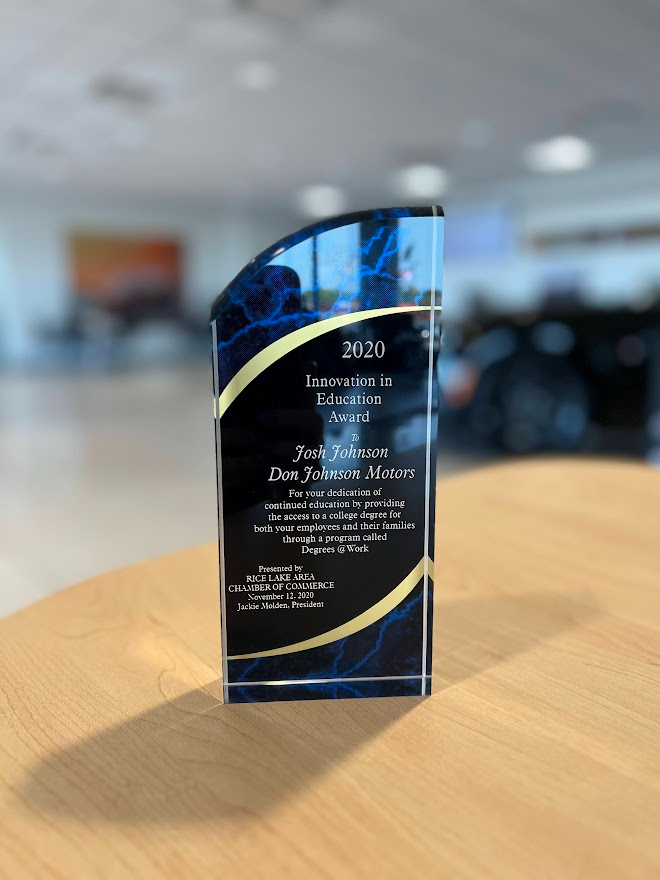 Award - Don Johnson Motors Chevrolet in Rice Lake WI